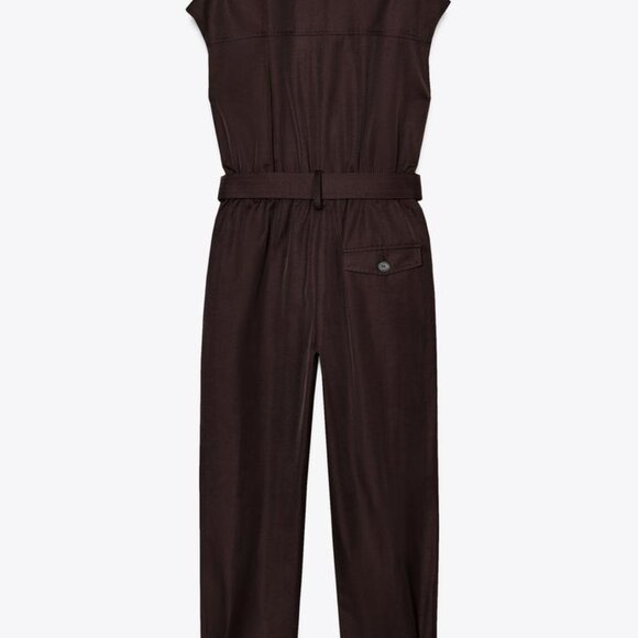 NWT ZARA BELTED SLEEVELESS JUMPSUIT L - Picture 3 of 10